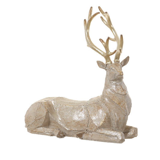 ASF Glittered Sitting Reindeer - Champagne  - 10.75"