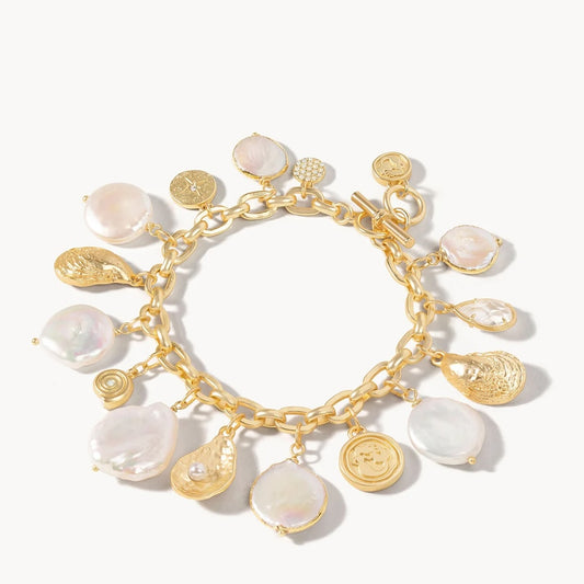 SPT B Pearl and Charm Toggle Bracelet 8"