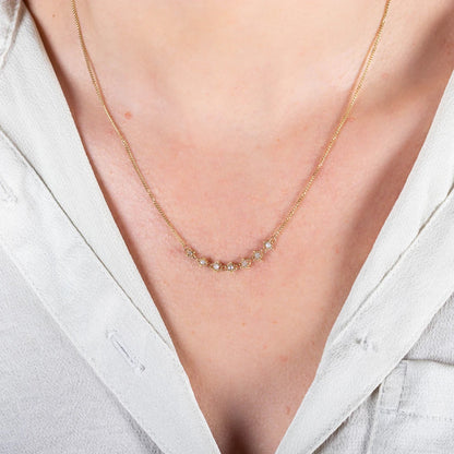 Textile Row Silver Diamond Necklace in 18k Gold