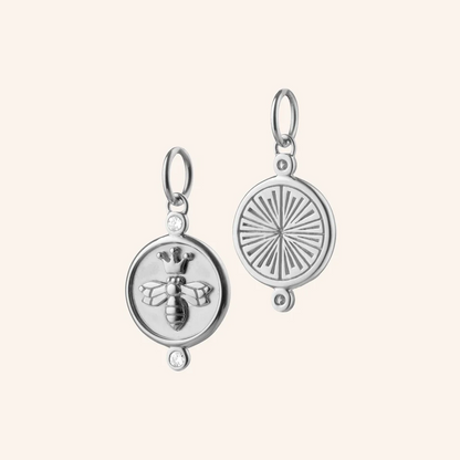 "Queen Bee" Sterling Silver Charm With White Sapphires