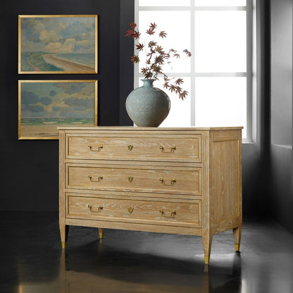 French Three Drawer Commode - Oak Finish