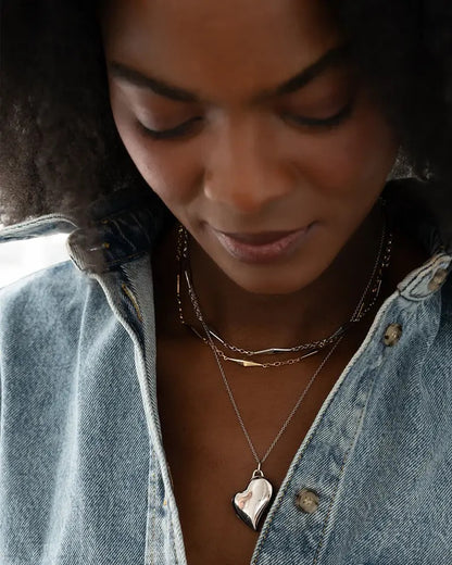 MRK Slim Sterling Silver Heart Locket Necklace