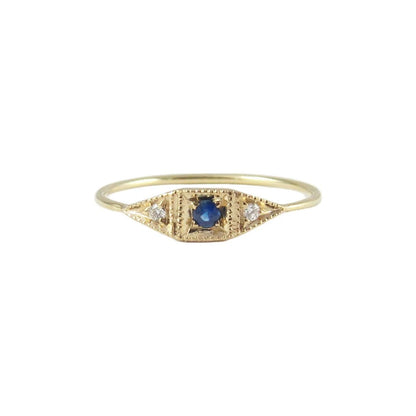 JKD R - Sapphire Mini Deco Point Ring; 14kt YG; 7