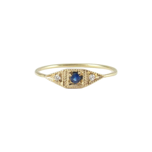 JKD R - Sapphire Mini Deco Point Ring; 14kt YG; 7
