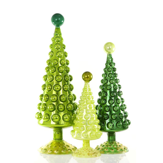 CFC Midcentury Modern Hobnail Trees - Green - Set /3 16"