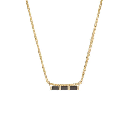 JKD N - 3 Black Diamond Baguette Necklace; 14kt YG