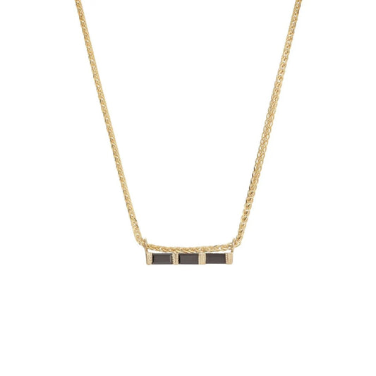 JKD N - 3 Black Diamond Baguette Necklace; 14kt YG