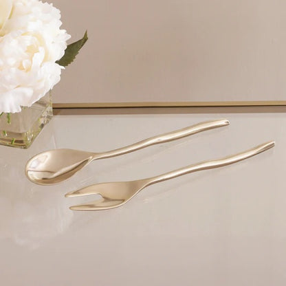 Maia - Large Salad Servers - Gold