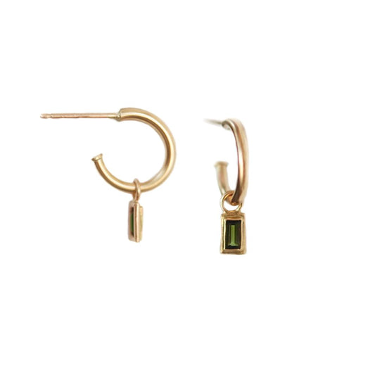 No. 252 Tourmaline Baguette Hoops