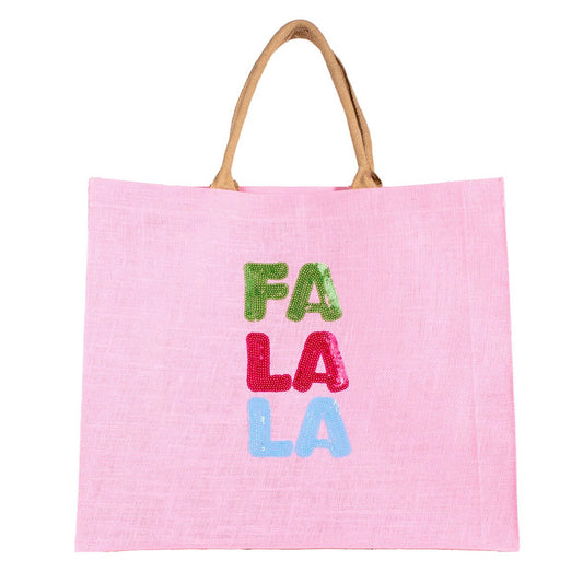 TRS FaLaLa Sequin Carryall Tote - LT PK/GR/BL