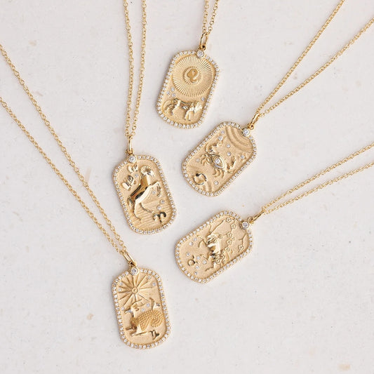Diamond Zodiac Necklace - 14kt Gold