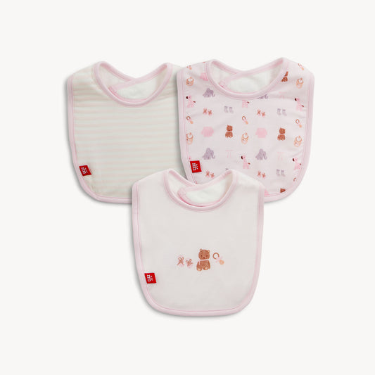 MAG Nursery Nostalgia Bib - Pink - (3 Pc Set)