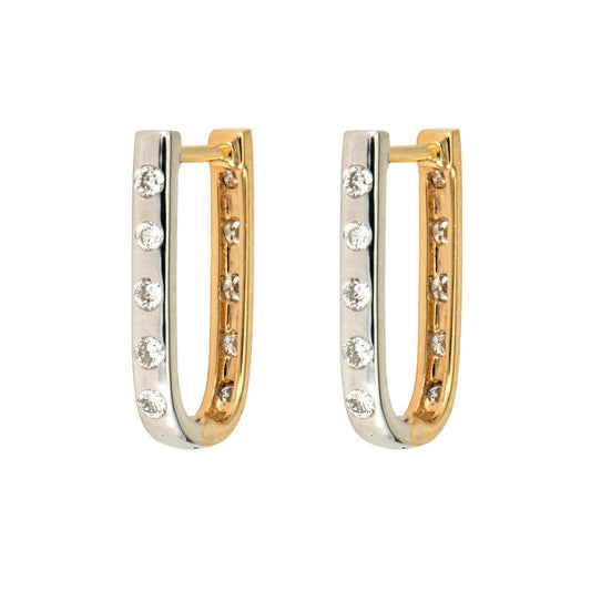 TSJ E - White & Yellow Double Sided Curved Diamond Hoops, .24tcw, 14KYG