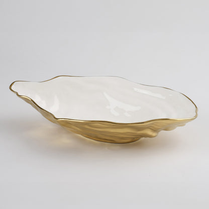 Large Oyster Bowl - Gold & White