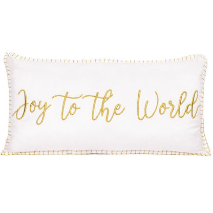 Joy To The World Embroidered Pillow