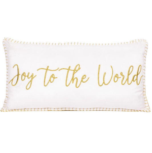 Joy To The World Embroidered Pillow
