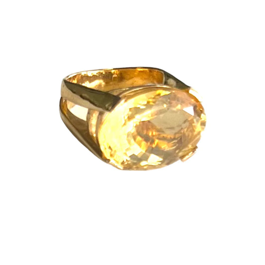 DMD R Faceted Maxi Cocktail Ring - Golden Citrine SZ7
