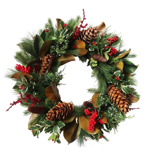 WWF Holly Mix Pine Wreath 26"