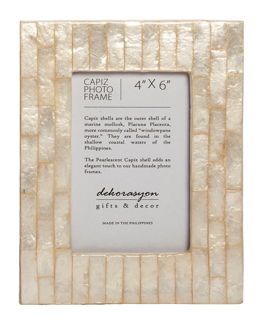 DEK Capiz Shell Picture Frame with Stripes 4x6 - White