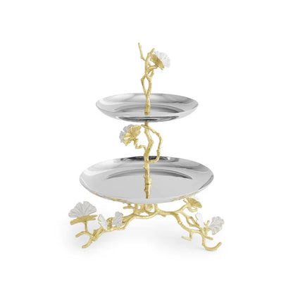 Butterfly Ginkgo Gold - Two Tier Etagere