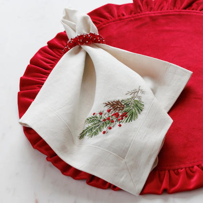 Natale - Sprig Linen Napkin 22"