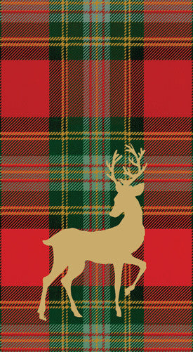 Reindeer Tartan Red Guest Towel 12pk