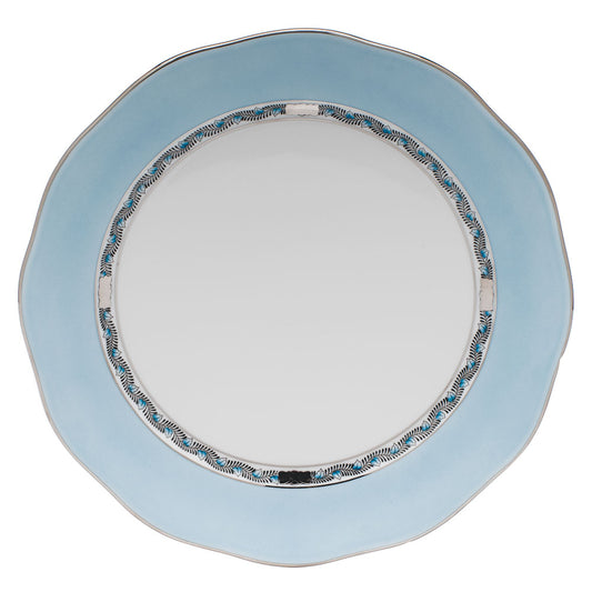 Silk Ribbon - Turquoise and Platinum Charger 12"