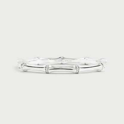Bamboo - Hinged Bangle in Silver