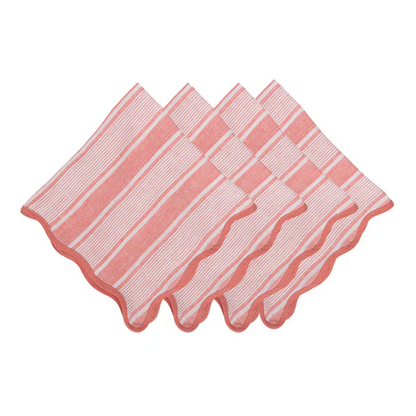 Cabana Stripe - Napkins Set of 4 - Coral
