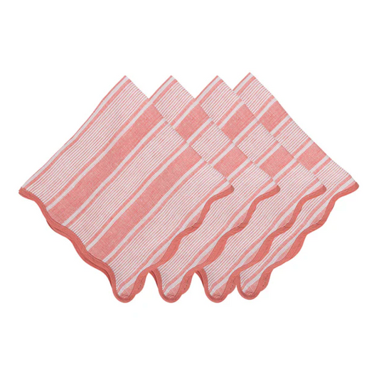 Cabana Stripe - Napkins Set of 4 - Coral