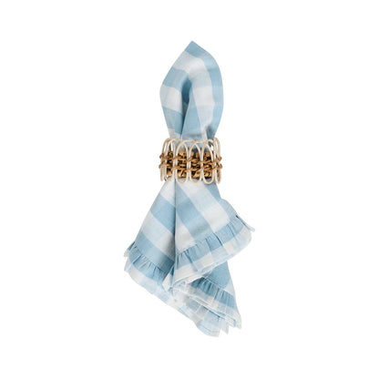 Gingham Ruffle Napkin - Ocean