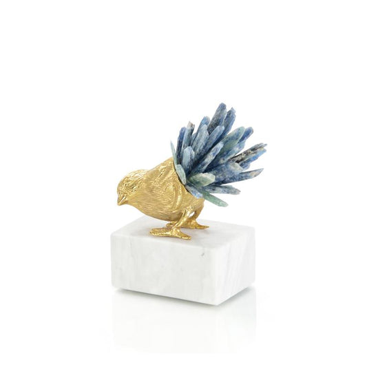 Brass Bird & Kyanite Sculpture II - 5.5"