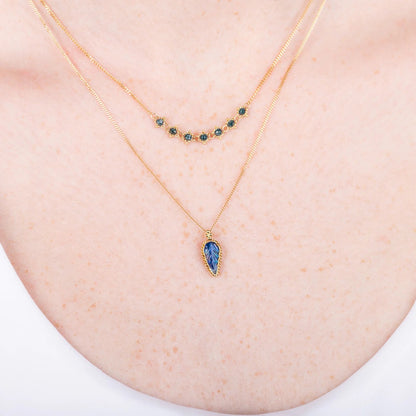 Textile Row Blue Diamond Necklace in 18k Gold