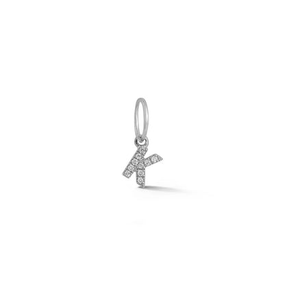 Pave Diamond & 14kt White Gold Initial Charm