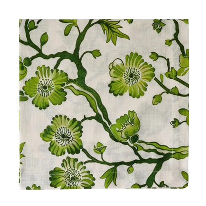 Oriental Blossom Printed Napkin - Green