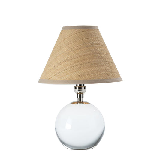 Giorgio Crystal Mini Lamp with Rattan Shade - 14"H