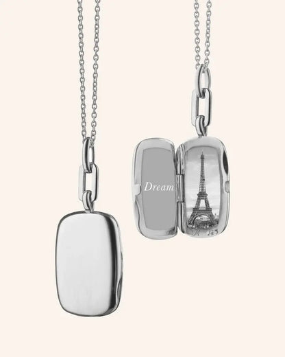 MRK "Dee" Slim Rectangular Sterling Silver Locket Necklace 18"