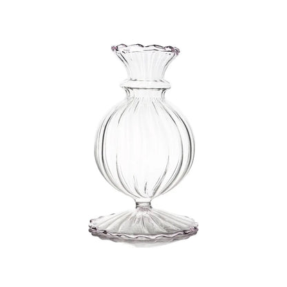 Miss Annie Bud Vase - Clear with Pink Trim 6"