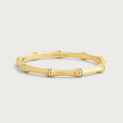 Bamboo - Hinged Bangle in Gold