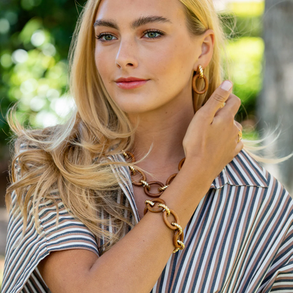 Earth Goddess - Link Bracelet - 7" - Teak