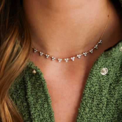 DRD N - Ava Bea Interval Trio Tennis Necklace .69tcw, 14KYG, 16"