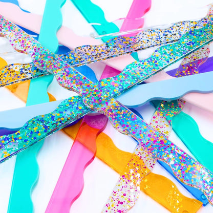 MFM Mahjong Rack Pusher - Transparent Wavy Bright Pink