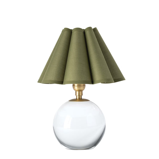 RGA Giorgio Crystal Mini Lamp - Natural Brass with Green Scalloped Shade - 13"