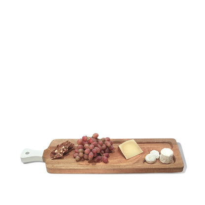 MTD Acacia Server Tray with White Handle - Small