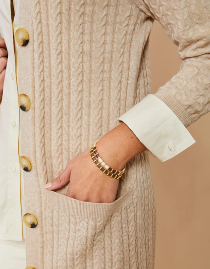 Lila Stretch Bracelet - Tortoise & Cream