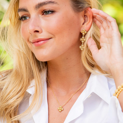 Berry - Clover Station Necklace - 16" - Gold