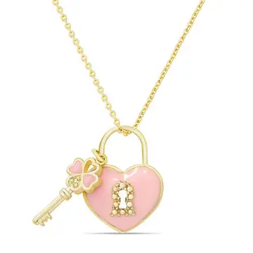 Double Sided Lock & Key Pendant Necklace