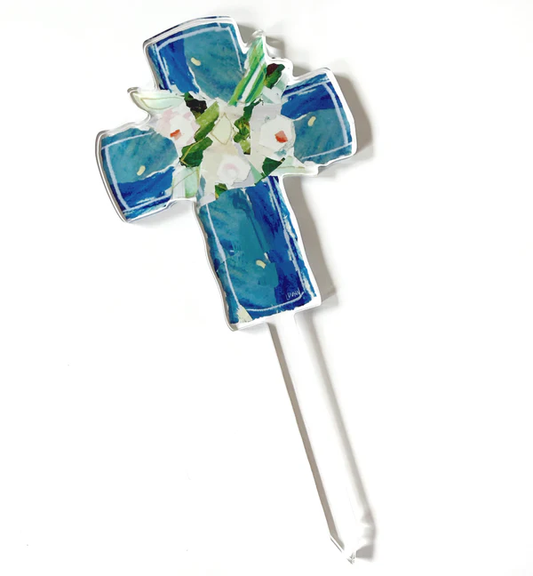 LDN Acrylic Blue Cross Plant Stick - 9"