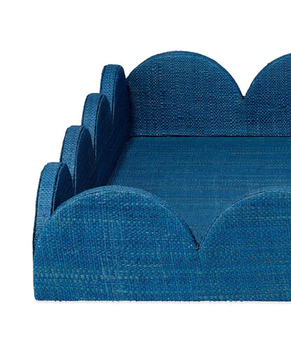Wonderland Scalloped Tray - Indigo 24"