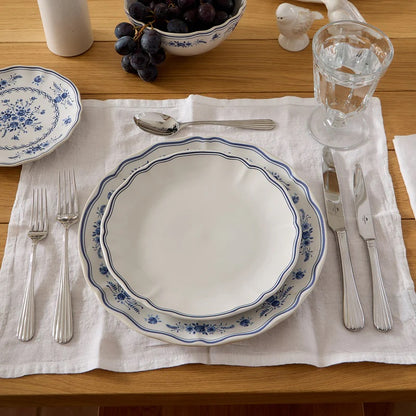 Vila - White & Filet Blue - Salad Plate 8"